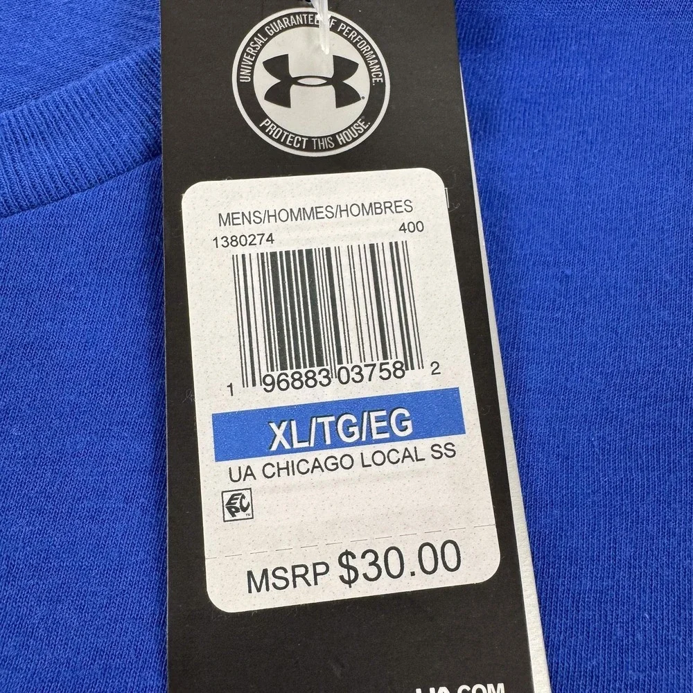 Under Armour Shirt Mens XL Blue Chicago Windy City USA Graphic‎ Tee NEW $30